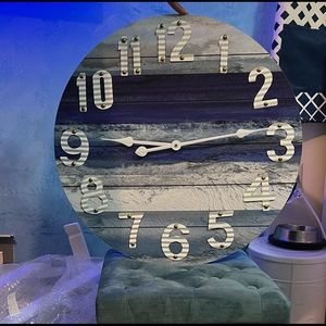 COPY - Beach Blue 24 Inch Large Decorative Wall Clock with White Arabic Numeral…